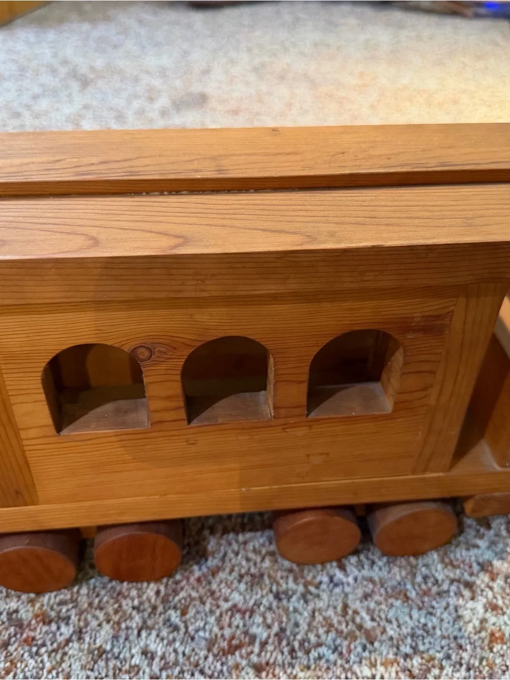 Handcrafted Natural Wood Toy Train Set - Brown Wooden Kids Train